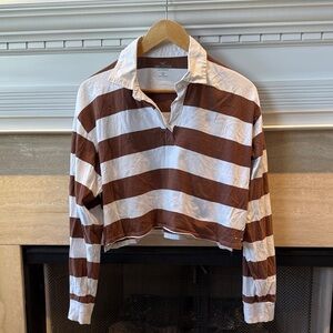 Hollister Brown and White Striped Top